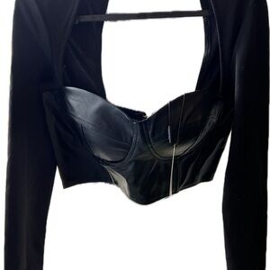 Fashion Nova Black Faux Leather Bustier